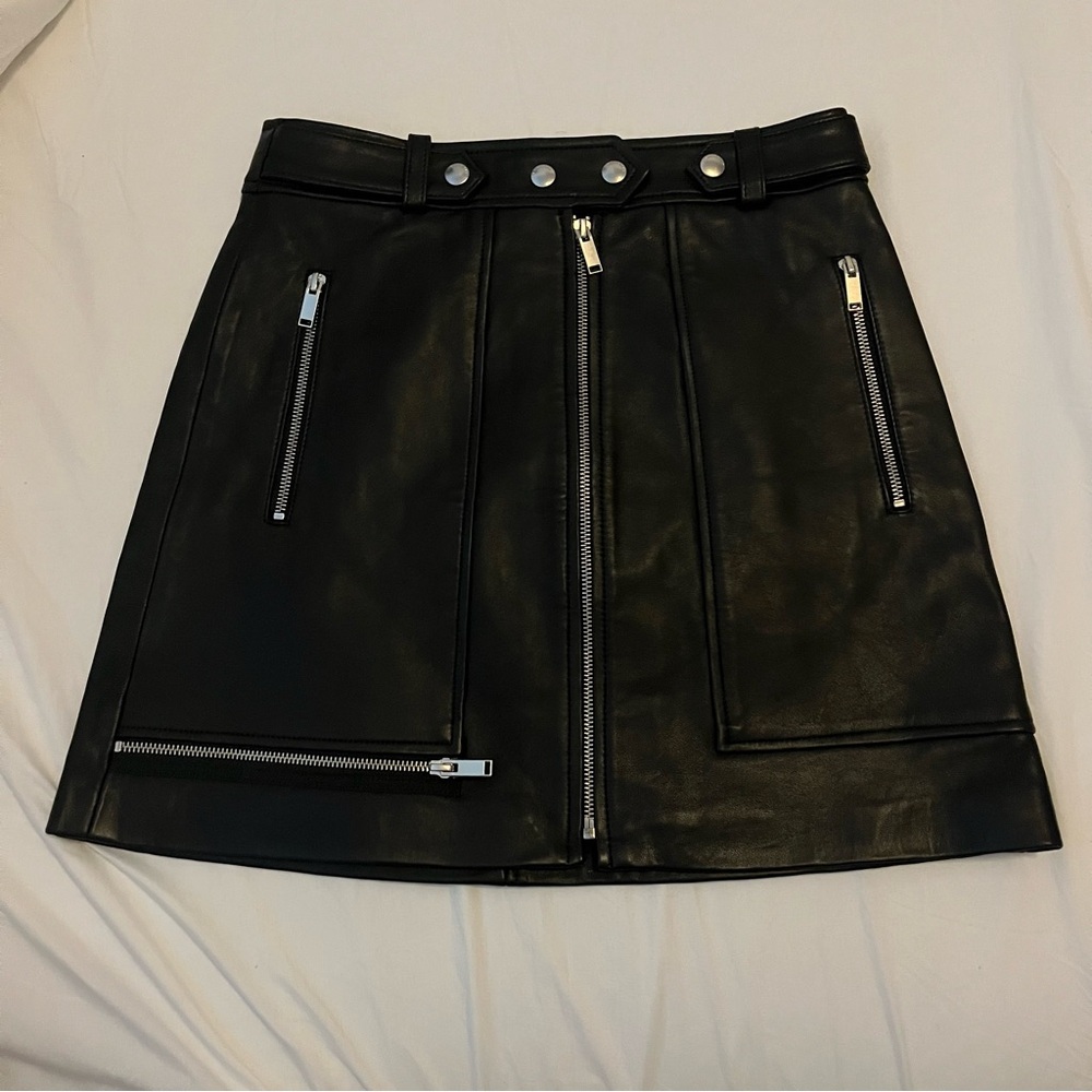 Ena Pelly black genuine leather skirt